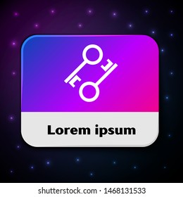 White Cryptocurrency key icon isolated on black background. Concept of cyber security or private key, digital key with technology interface. Rectangle color button. Vector Illustration