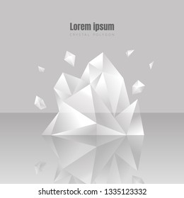 white crystal polygon abstract background, 3d mineral and shadow wallpaper, template for website cover poster banner brochure and more, vector design 