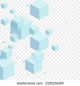 White Cube Background Transparent Vector. Block Perspective Template. Monochrome Square Model Card. Science Design. Grey Abstract Box.