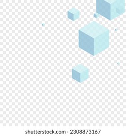 White Cube Background Transparent Vector. Geometric Shape Card. Gray Block Collection Texture. Minecraft Design. Monochrome Creative Cubic.