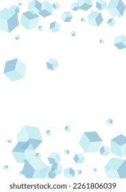 White Cube Background White Vector. Polygon Technology Illustration. Sky Blue Box Effect Card. Group Texture. Blue Web Square.