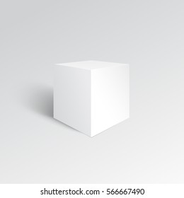 White Cube Blank. Box Template. Mockup Box. Vector, Eps10.