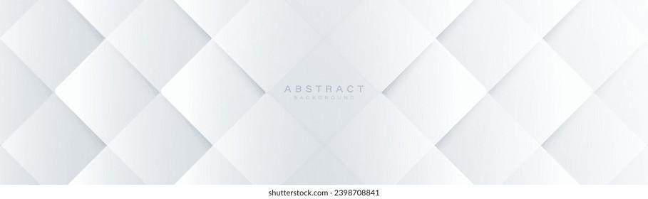 White cube boxes pattern wall background. Minimal trendy clean geometry banner. Vector illustration