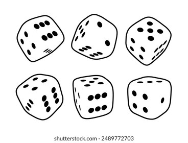 Cubo blanco para juegos. Icono de dados en primer plano de vuelo aislado sobre fondo blanco. Ilustración vectorial.