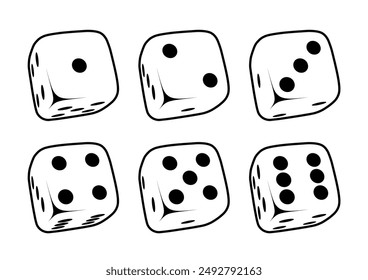 Cubo blanco para juegos. Icono de dados en primer plano de vuelo aislado sobre fondo blanco. Ilustración vectorial.