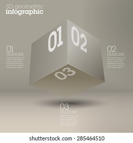 White cube infographic design / abstract form suitable for infographics, book cover or web banner or user interface