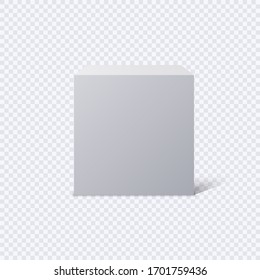 Cubo blanco aislado en fondo transparente. Ilustración vectorial.