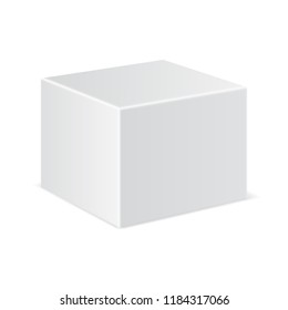 White cube mockup. 3d template. Vector illustration isolated on white background