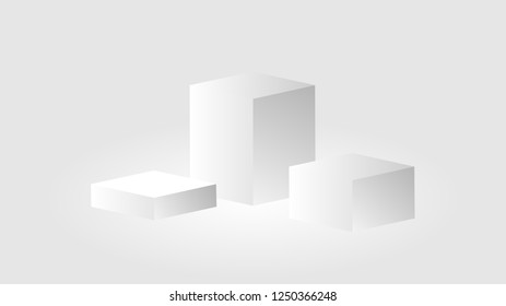 White cube podium tribune stand isolated on white background. Vector illustration.