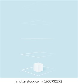 White cube in power tension field. Abstract vector illustration for high tech.