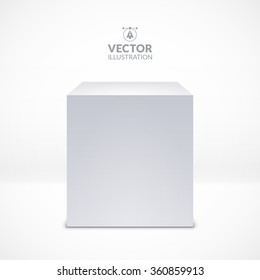 White cube. Realistic vector illustration