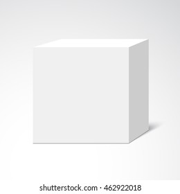 White cube. Square box. Vector illustration.