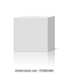 White cube. Square box. Vector illustration.