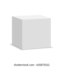 White Cube. Square Box. Vector Illustration.