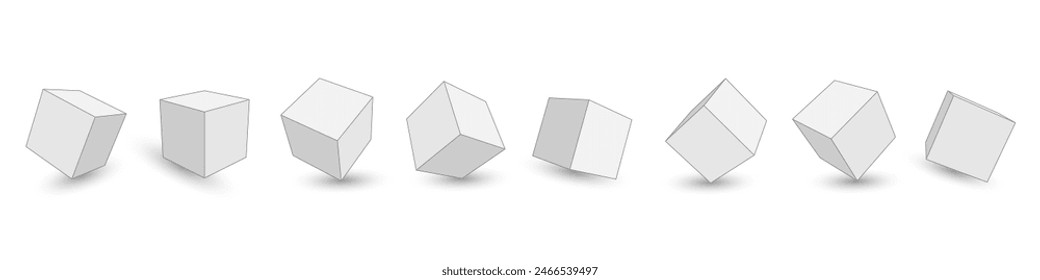 White cube. Square geometric figure. 3D Vector illustration.