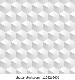 White cubes 3d seamless pattern. Diamond hexagons repeating pattern background vector. Abstract geometric designs and shapes.