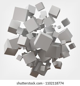 white cubes. 3d style vector illustration.