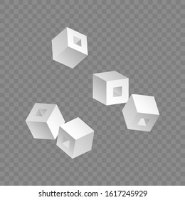 White cubes. 3D-modeling. Isolated on transparent background. Vector illustration for web design or print.
