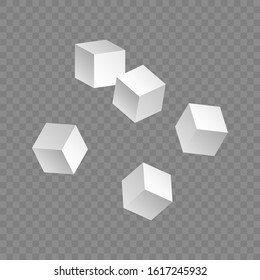 White cubes. 3D-modeling. Isolated on transparent background. Vector illustration for web design or print.