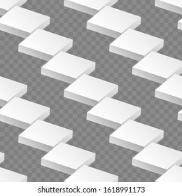 White cubes. 3D-modeling. Isolated on transparent background. Vector illustration for web design or print.