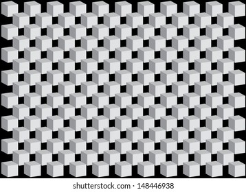 White Cubes on a Black Background. Vector