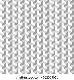 White cubes. Seamless pattern, geometric background. optical illusions. Vector illustration