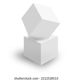 White cubes stacked on and shadow vector illustrator
