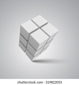 White cubes. Vector illustration.