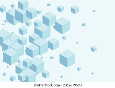 White Cubic Background Blue Vector. Box Poster Template. Blue-gray Polygon Web Texture. Explosion Design. Monochrome Shape Geometric.