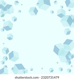 White Cubic Background Blue Vector. Block Scatter Template. Grey Square Graphic Card. Futuristic Design. Sky Blue 3d Cube.