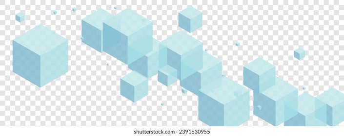 White Cubic Background Transparent Vector. Polygon Web Card. Monochrome Cube Style Texture. Wallpaper Template. Blue Special Block.