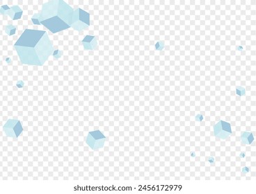 White Cubic Background Transparent Vector. Geometric Empty Card. Monochrome Square Graphic Template. Gift Texture. Gray Wallpaper Box.