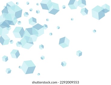 White Cubic Background White Vector. Box Object Illustration. Blue-gray Square Minimal Texture. Toy Template. Monochrome Cover Polygon.