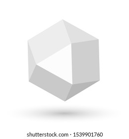 White cuboctahedron. Polyhedron with shadow. Vector illustration.