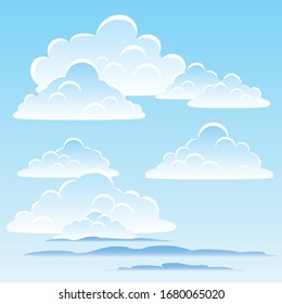 White cumulus clouds on a blue sky. Eps file. Vector illustration.