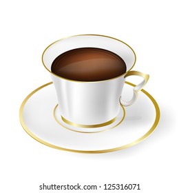 Taza blanca con café negro