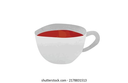 White cup of black coffee clipart. Simple coffee cup watercolor style vector illustration isolated on white background. Cute tea cup cartoon hand drawn doodle style. The coffee doodle drawing