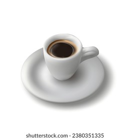 White Cup Of Black Coffee Isolated On White Background. EPS10 Vector