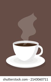 White cup of black coffee on a saucer morning breakfast