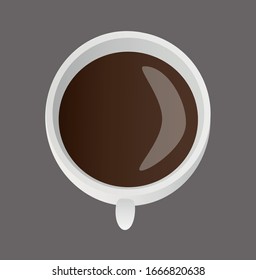 
White cup of black coffee. Vector illustration. 