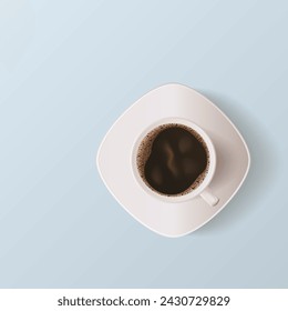 White cup of black coffee. Vector illustration. Sketch for creativity.