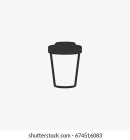 White cup with black lid. For coffee, espresso, latte, cappuccino. Abstract concept. Raster illustration on white background.