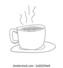 A white cup of coffee illustration in hand draw style 