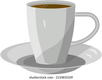 White cup of coffee, illustration, vector on a white background.