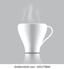 White cup of coffee isolated. Vector illustration EPS10.