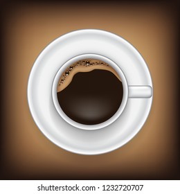 White cup of coffee top view vector esp10