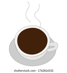 White cup with coffee. Vector image, eps 10