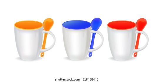 white cup with color spoon