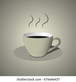 White cup with fresh blended coffee icon, flat design in black and white colors
