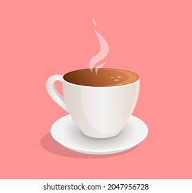 Weißer Kaffee, Tee auf isoliertem Hintergrund. Design für Logo, Ikone, Banner, Poster, Postkarte, Café, Restaurant. Flache Vektorgrafik.